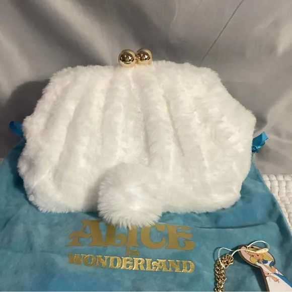 SPECTRUM Disney Alice in Wonderland White Kisslock Cosmetic Bag Clutch w/ Charm - Picture 5 of 10